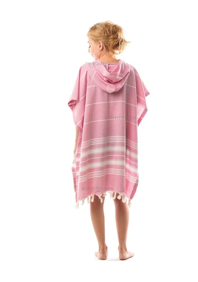 %100 Pamuk Yetişkin Peştemal Panço Bornoz Plaj Havlusu Pembe L-xl Pembe