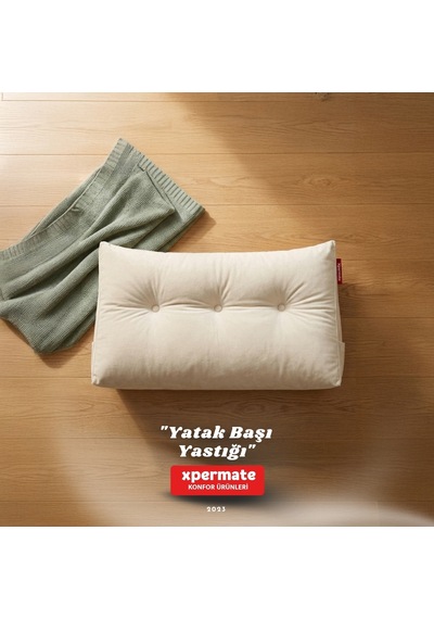 Yatak Başı Yastığı Sırt ve Bel Destek Yastığı 120 CM Yaslanma ve Dinlenme Yastığı Bej