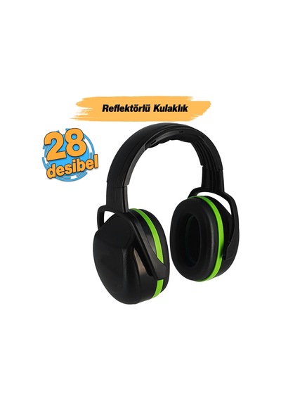 Manşonlu Kulaklık Siyah Yeşil Gürültü Önleme 28 Db Ses Koruma Kulak İşitme Koruyucu