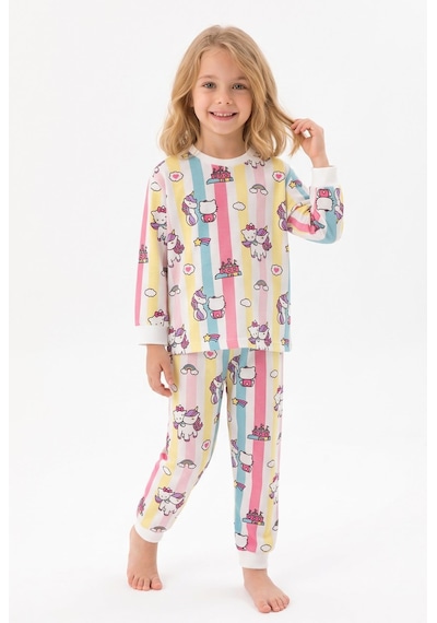 Bunny Hopp Kız Çocuk Uzun Kollu Pijama Takımı %100 Pamuk Renkli Çizgili Unicorn Ve Kedili Penye Çok Renkli Bunny Hopp Kız Çocuk Uzun Kollu Pijama Takımı %100 Pamuk Renkli Çizgili Unicorn Ve Kedili Penye Çok Renkli