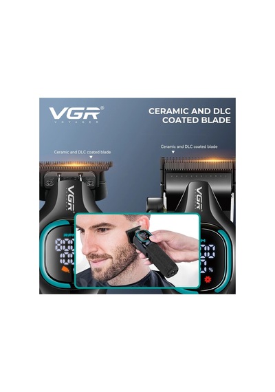 Tıraş Makinesi Seti V-886 S3 - Profesyonel 3'lü 9000 Rpm Dlc Seramik Bıçak - Siyah