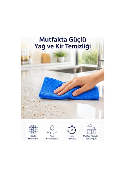 Ultra Emici Mikrofiber Bez Cam Ayna Mutfak Banyo Araç Temizlik Bezi 40x40 Cm
