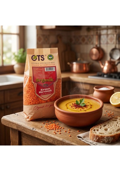 Ots Organik Kırmızı Mercimek 750 gr (Organik Sertifikalı, Pestisit Analizli)