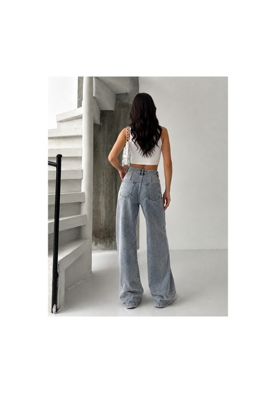 Kene Jeans Yüksek Bel Tintli Esnek Ön Arka Pensli Ön İşlemli Baggy Bol Paça Jeans Tintli Kene Jeans Yüksek Bel Tintli Esnek Ön Arka Pensli Ön İşlemli Baggy Bol Paça Jeans Tintli