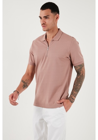Buratti Pamuklu Regular Fit Fermuarlı Erkek Polo Yaka T Shirt 5902915 Pudra