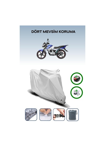 Gri Arka Çanta Ve Kilit Uyumlu Yuki Fifty 50 Uyumlu Motor Brandası