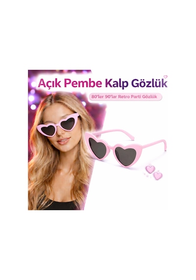Pembe - 949 - Retro Gözlük 80 Ler 90 Lar Stil - Edntrend - Parti Gözlüğü