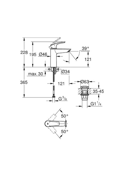 Grohe 23923003 Eurosmart Tek Kumandalı Lavabo Bataryası M Boyut Gümüş
