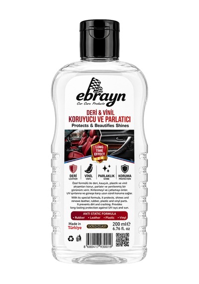 Ebrayn Deri, Vinil Ve Plastik Koruyucu Parlatıcı 200 Ml - Hidrofobik Su İtici Formül