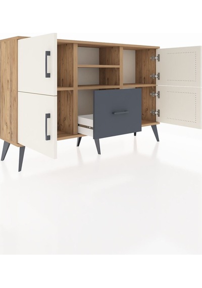 Arges Konsol 4 Raflı Tek Çekmeceli 4 Kapaklı 132x30x83 Çam-aytaşı/antrasit Aytaşı/antrasit Arges Konsol 4 Raflı Tek Çekmeceli 4 Kapaklı 132x30x83 Çam-aytaşı/antrasit Aytaşı/antrasit