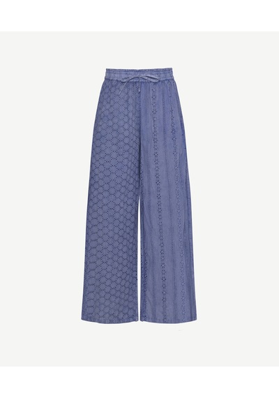 Yargıcı Geniş Yüksek Bel Pantolon 26ykpn3005l 010 Mavi