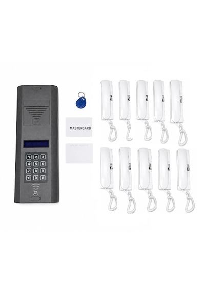 Kart Okumalı Dijital Panel Ve Telefonlu Konuşma Apartman Sistemleri 10 Daire Paket