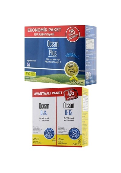 Plus Omega 3 1200 Mg 100 Kapsül + Vitamin D3k2 Damla 20 Ml 2'li Avantaj Paket