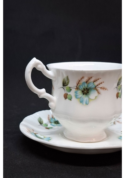 Mayfair Pottery Vintage Duble Kahve Fincanı 2 Parça 160 Ml Mavi-beyaz