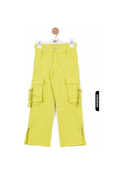 Xo Kids Yırtmaçlı Geniş Paçalı Kargo Cepli Kız Çocuk Pantolon 5-14 Yaş 2428