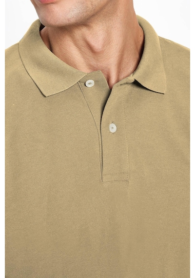 Tudors Erkek Slim Fit Dar Kesim Pamuklu Yumuşak Dokulu Serin Tutan Kumaş Düz Pike Bej Polo Yaka Tişört-33699 Bej