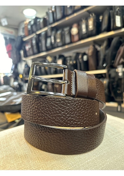 Trg Polo Kahve Dokulu Hakiki Deri Erkek Kemeri- 115 Cm