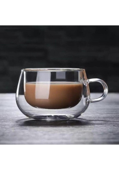 120ml Çift Çidarlı Cam Espresso Ve Kahve Fincanı Beyaz