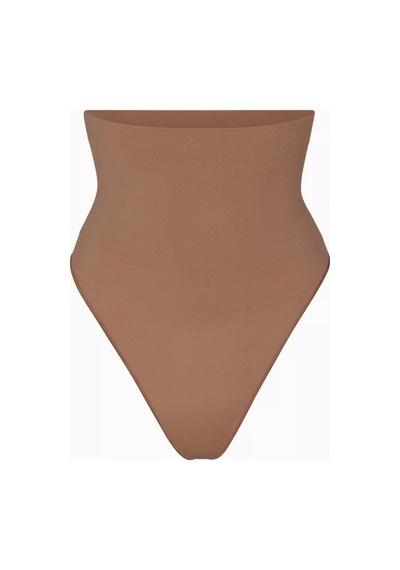 Skims Seamless Sculpt High - Waist Thong, Dikişsiz Yüksek Bel Külot Koyu Bej