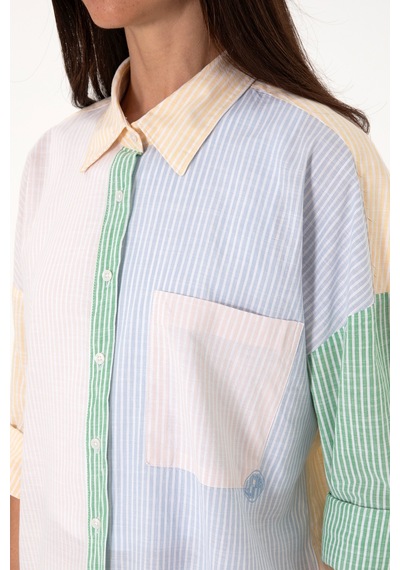 U.S. Polo Assn. Kadın Açık Pembe Çizgili Uzun Kollu Tunik Gömlek 50305371-VR078 U.S. Polo Assn. Kadın Açık Pembe Çizgili Uzun Kollu Tunik Gömlek 50305371-VR078