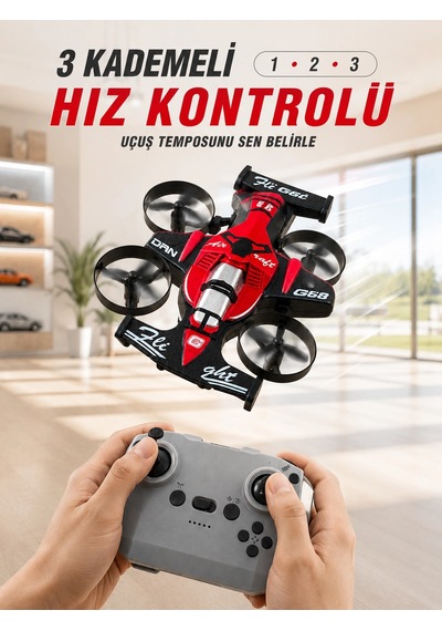 Uçan Araba Drone 4 Korumalı Pervaneli 360 Akrobatik Hareket Uzaktan Kumandalı Najmaddin Belirtilmemiş