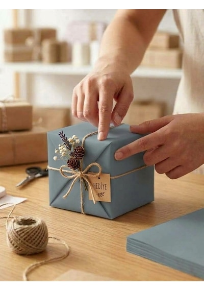 Hediye, Paketleme Ve Ambalaj Kağıdı 1 Adet 35x50 Cm Ebatında Yeşil Gri