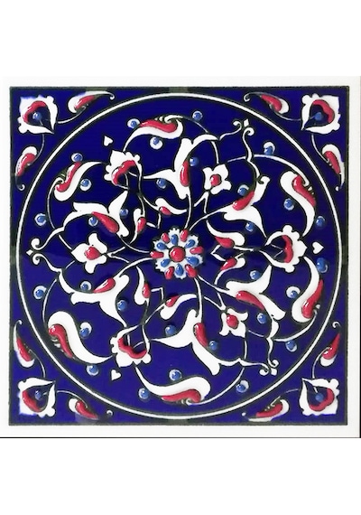Armada Çini 10x10 Cm Ed 110 İznik Rumi Desenli Kütahya Çini Karo