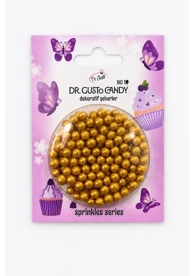 Dr. Gusto 4 Mm Candy Altın Boncuk Pasta Süsleme Şekeri Gold Dekor Şekeri