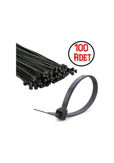100 Adet 3.6x250mm Plastik Siyah Cırt Kelepçe 25cm