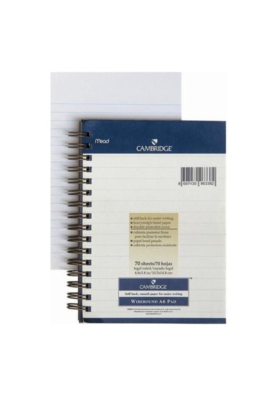 Mead Defter Cambridge A6 Beyaz 70 Yp. Çizgili M145433 Çok Renkli