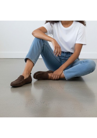 Ne&ve Shoes Kahve Süet Hakiki Deri Astarsız Esnek Kadın Günlük Şık Ve Rahat Loafer Kahverengi