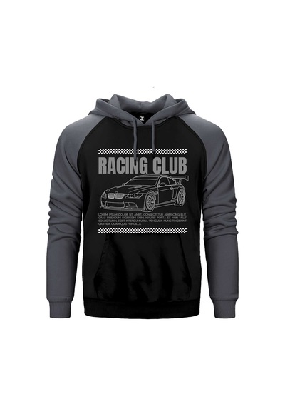 Bmw Racing Club Gri Renk Reglan Kol Sweatshirt / Hoodie