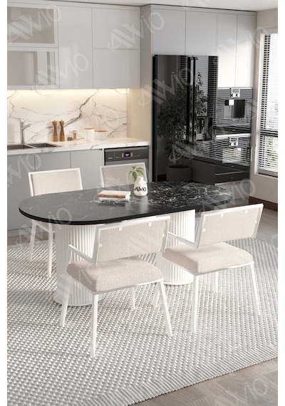 Avvio Tracy Bohem Ayak 80x140 Yemek Masası Mutfak Masası 4 Kişilik Masa Sandalye Takımı Siyah Mermer Avvio Tracy Bohem Ayak 80x140 Yemek Masası Mutfak Masası 4 Kişilik Masa Sandalye Takımı Siyah Mermer