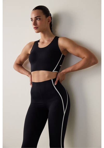 Penti Siyah Orta Destekli Contrast Bonding Spor Sütyeni Siyah