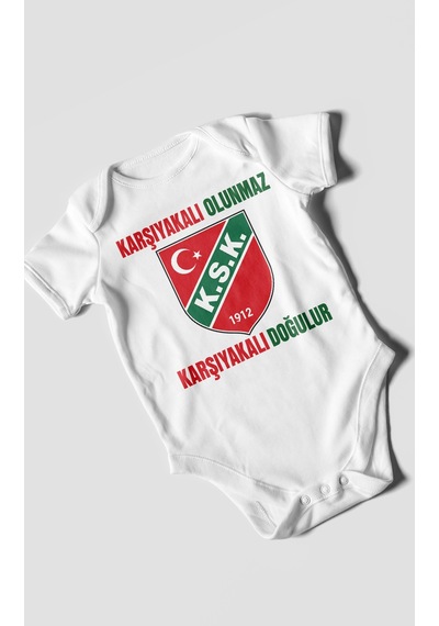 Morivokids Karşıyakalı Olunmaz, Mesajlı Kısa Kollu Bebek Body %100 Pamuk Beyaz