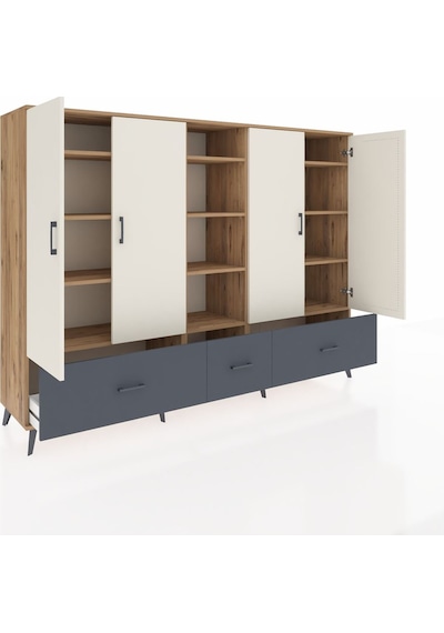 Hyperion Dolap 12 Raflı 3 Çekmeceli 4 Kapaklı 220x44x163 Çam-ayta Çam-aytaşı/antrasit Hyperion Dolap 12 Raflı 3 Çekmeceli 4 Kapaklı 220x44x163 Çam-ayta Çam-aytaşı/antrasit