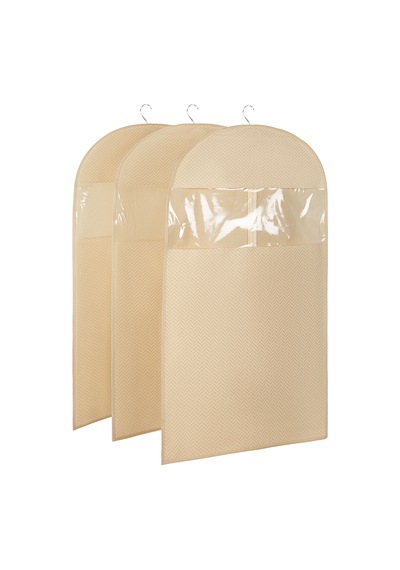 Ocean Home Textile 3'lü Bej Balıksırtı Elbise Kılıfı Set