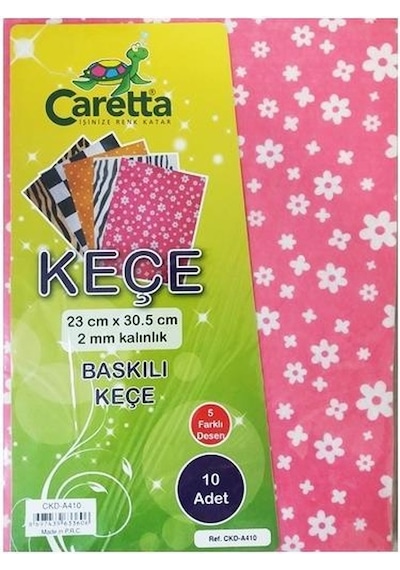 Caretta Desenli Karışık Keçe 10'Lu - 23 X 30.5 Cm