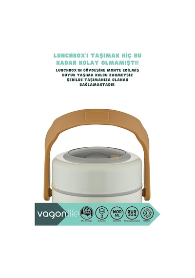 Vagonlife Bento 1600ml Lunchbox 2 Kaseli 4-6 Saat Sıcak/soğuk Termos Özellikli Çelik Sefer Tası Yemek Kutusu Beyaz Çok Renkli Vagonlife Bento 1600ml Lunchbox 2 Kaseli 4-6 Saat Sıcak/soğuk Termos Özellikli Çelik Sefer Tası Yemek Kutusu Beyaz Çok Renkli