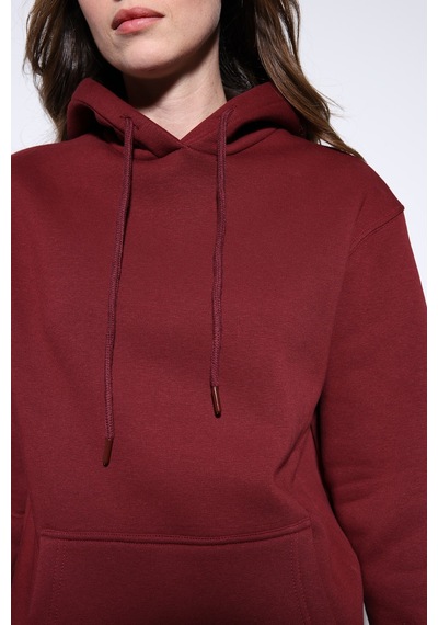 Antioch Kapüşonlu Basic Kadın Sweatshirt Bordo