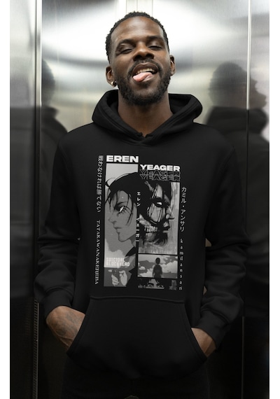 Sevbano Vintage Eren Yeager Baskılı Unisex Oversize Attack On Titan Anime Siyah Sevbano Vintage Eren Yeager Baskılı Unisex Oversize Attack On Titan Anime Siyah