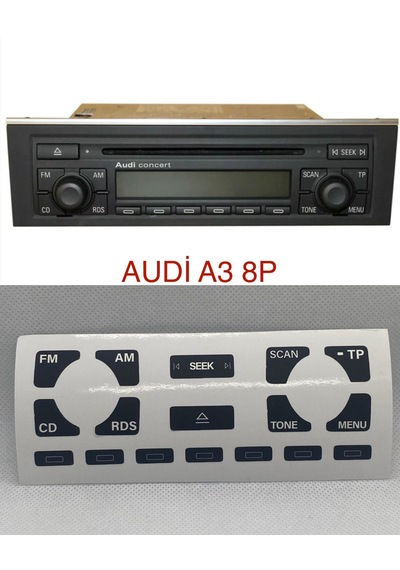 Audi A3 8p Uyumlu Radio Teyp Düğme Kontrol Sticker Etiket Tamir Kiti 1 Adet