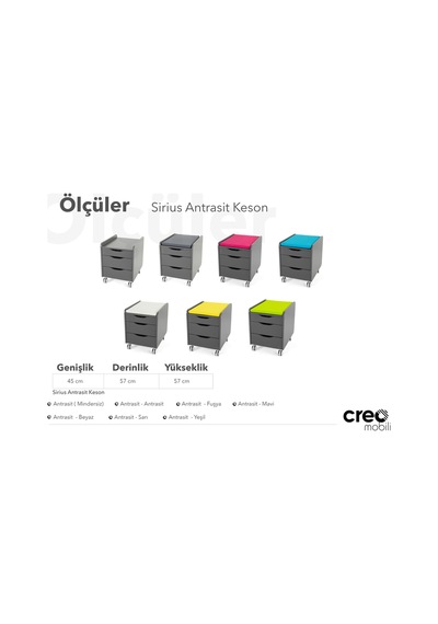 Creo Mobili Çekmeceli Tekerlekli Sirius Keson Oturulabilir Ofis, Ev Komodini Antrasit/fuşya