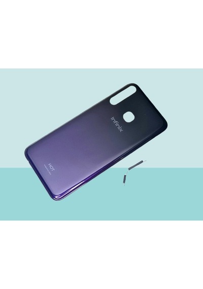 Tkgz - Infinix Hot 8 Full Kasa Arka Kapak Batarya Kapağı - Mavi Siyah Çok Renkli
