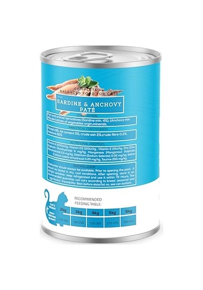 Chefs Choice Yetişkin Ve Yavru Kediler İçin, Tahılsız, Hipoalerjenik, Sardalyalı & Hamsili Ezme 400 Gr X 12 Adet 100 G