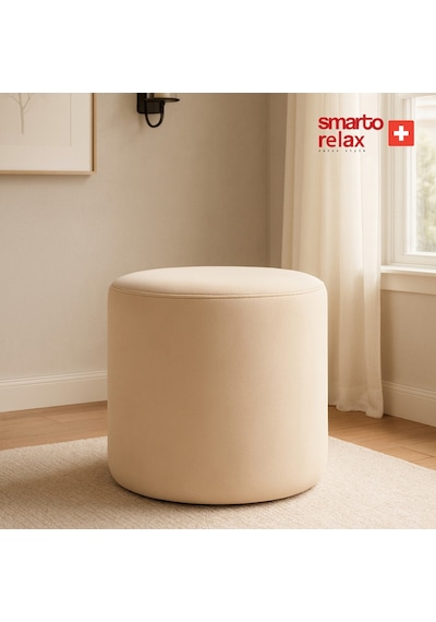 Smarto Relax Puf Babyface Kumaş Silindir Puf 40 45 Cm Bej