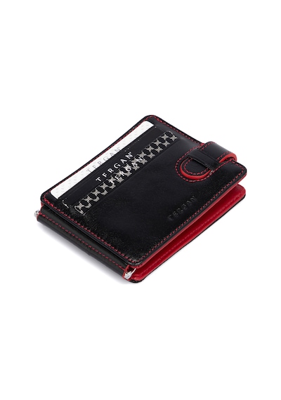 Tergan Siyah-Kırmızı Deri Unisex Kredi Kartlık 01637I13