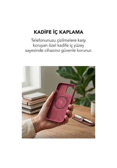 Apple İphone 13 Uyumlu Magsafe Lansman Silikon Kılıf Koyu Pembe