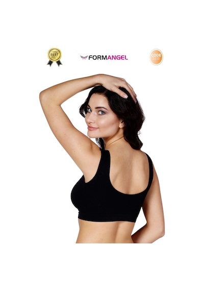 Form Angel Büstiyer Dikişsiz Seamless Kadın Esnek Yumuşak Kumaş Kalın Askılı Pedsiz Spor Büstiyer - 2 Adet Siyah