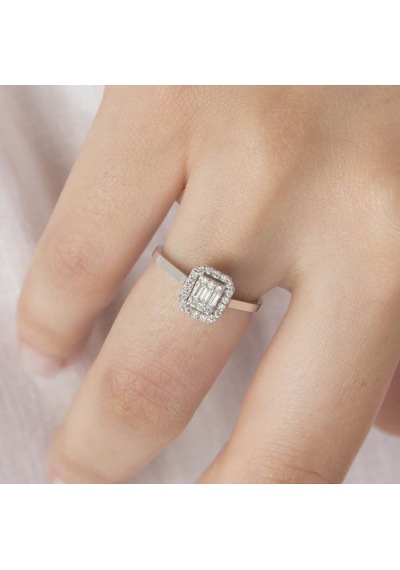 Brezza Lusso Jewelry Gümüş Baget Zirkon Taşlı Tektaş Bayan Yüzük - 462269813